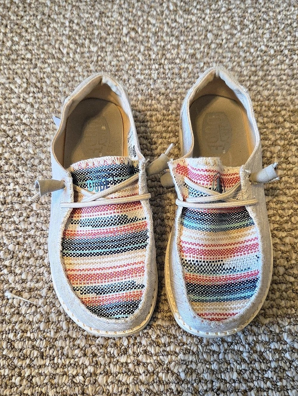 Hey Dude Wendy Boho Blanket Striped Boat Shoes US 7